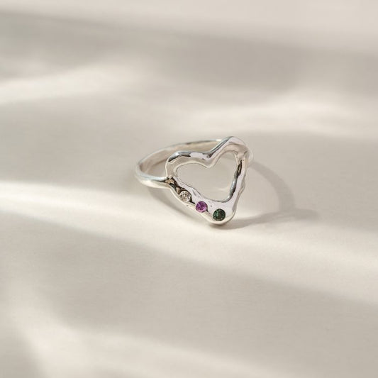 Harlequin Molten Heart Sapphire Silver Ring