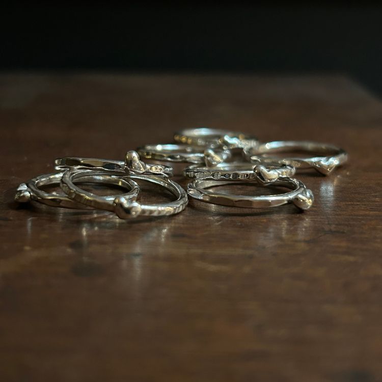 Puffy Heart Sterling Silver Stacking Rings from Lulu and Boo Jewellery.