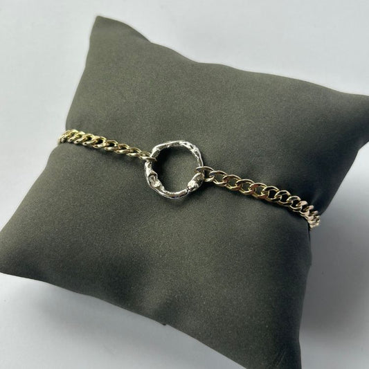 9ct gold dainty chain bracelet with integrated Lulu and Boo small silver molten halo