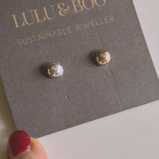 Asymmetric 9ct gold and Sterling Silver stud Earrings