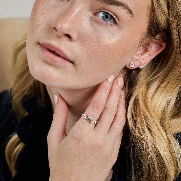 A pair of Sterling Silver Heart Stud Earrings from Lulu and Boo