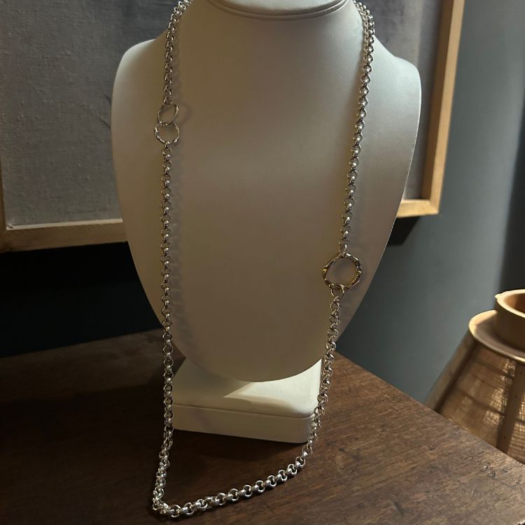 Stunning 37" vintage silver necklace with integrated Lulu and Boo 9ct gold and silver Halo's