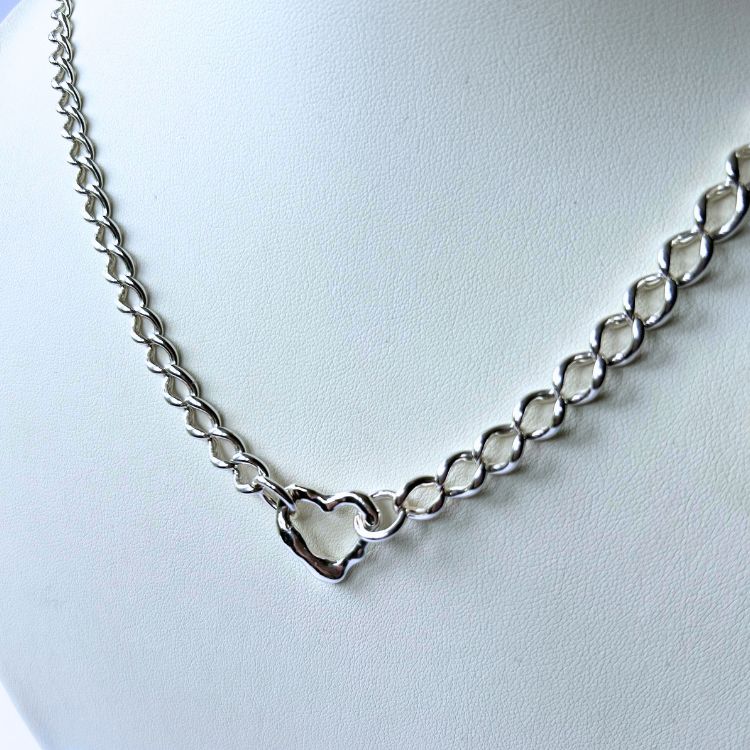 Sterling silver vintage chain with L&B molten heart