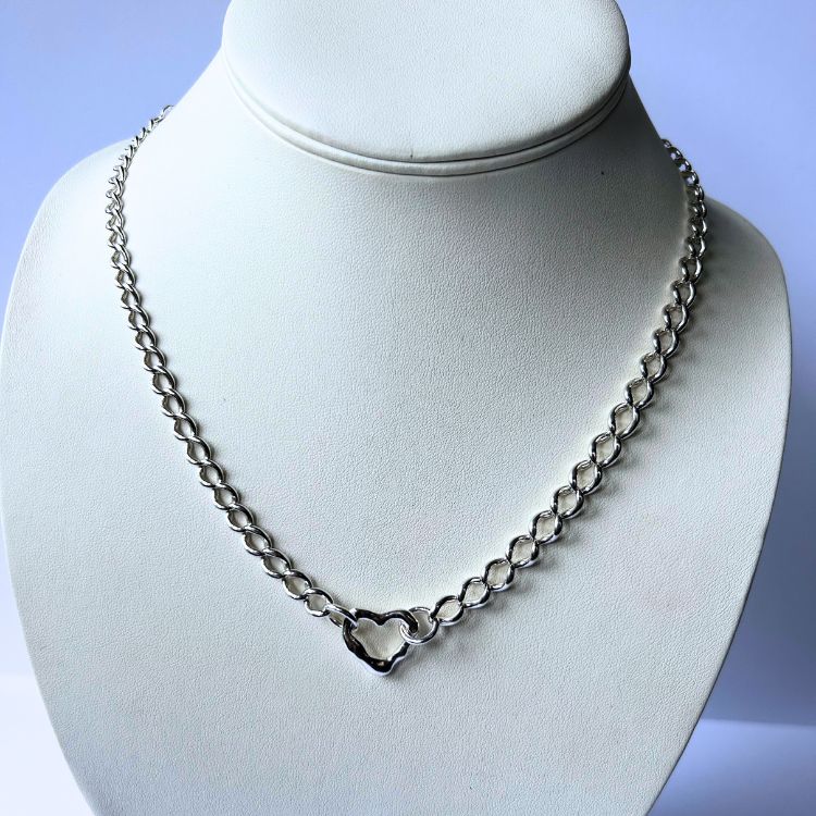 Sterling silver vintage chain with L&B molten heart