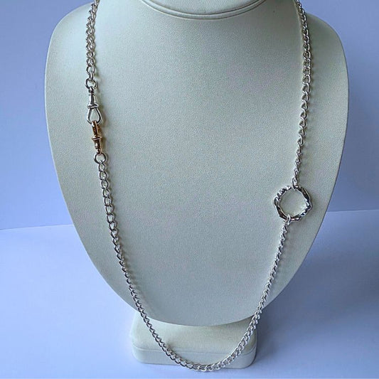 Stunning 34" vintage silver necklace with integrated Lulu and Boo Halo and double 9ct gold and silver feature clasp.