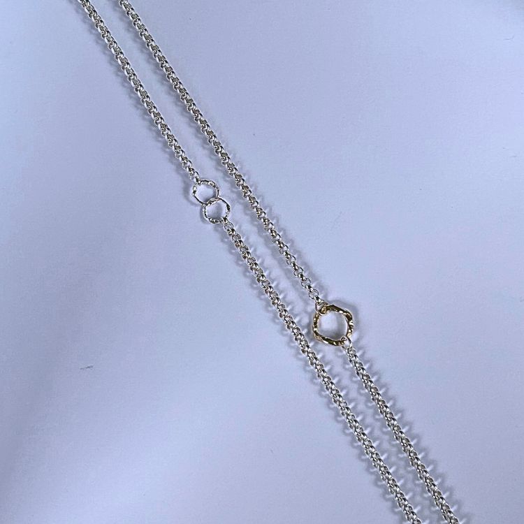 Stunning 37" vintage silver necklace with integrated Lulu and Boo 9ct gold and silver Halo's