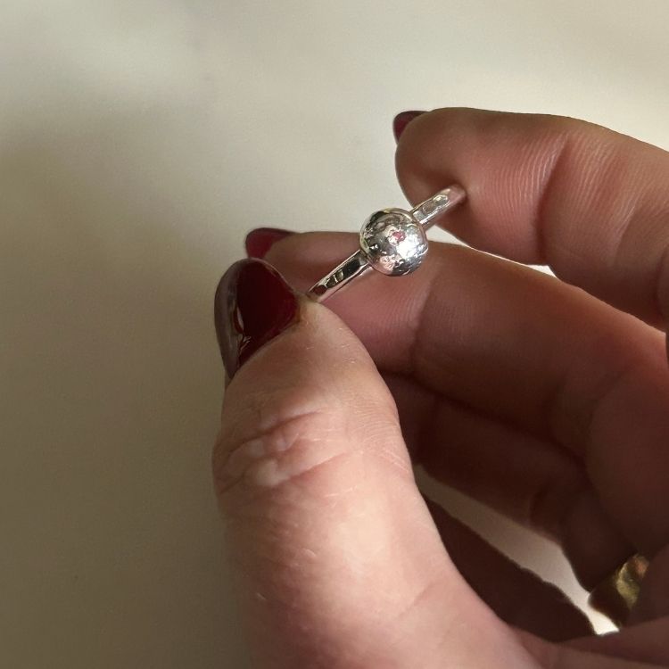 Sterling Silver bobble stacking ring SIZE P