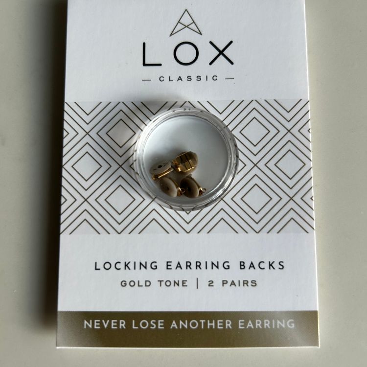Gold Lox Lockable Earring Backs from Lulu and Boo Jewellery.
