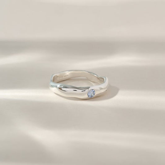 Harlequin Silver Single Stone Sapphire Band Ring