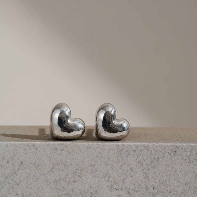 A pair of Sterling Silver Heart Stud Earrings from Lulu and Boo