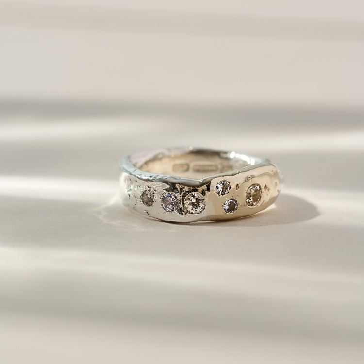Harlequin x Luna Fusion Silver and Gold Sapphire Ring