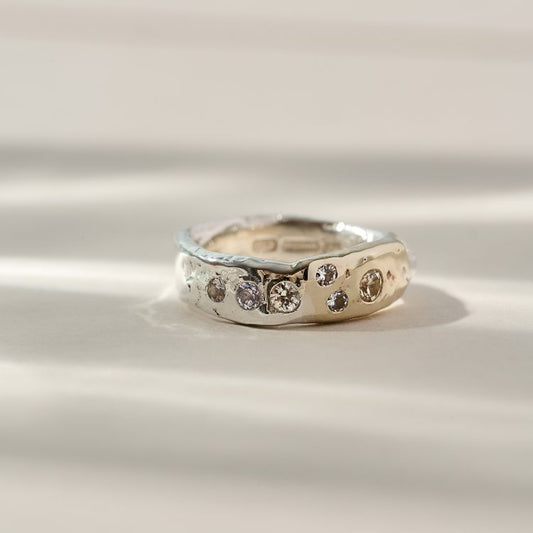 Harlequin x Luna Fusion Silver and Gold Sapphire Ring