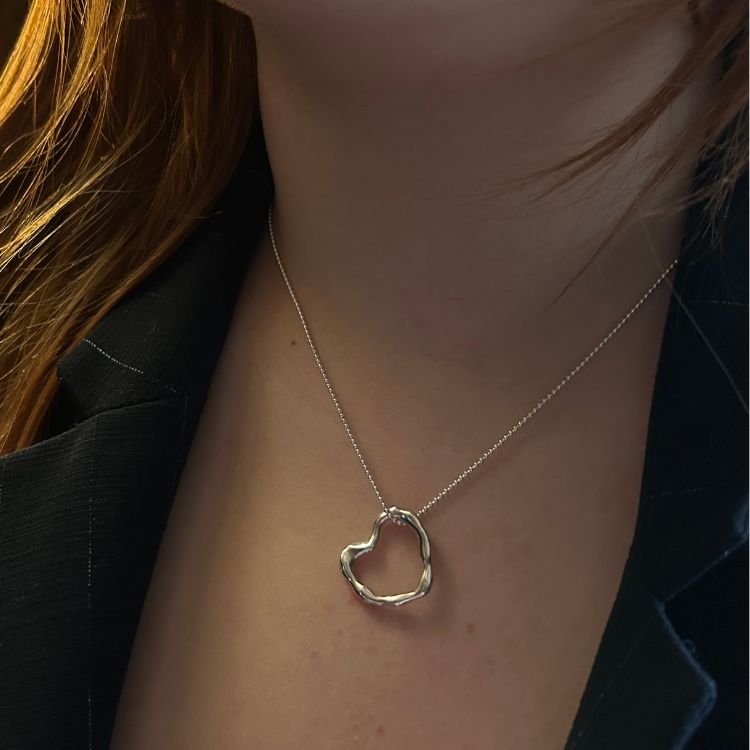 A Sterling Silver Molten Large Heart Necklace from Lulu and Boo Jewellery.