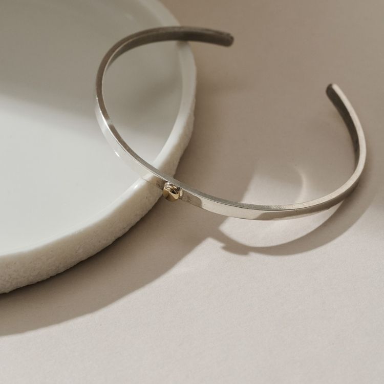 Dainty Silver Cuff Bangle Bracelet from Lulu and Boo Jewellery.