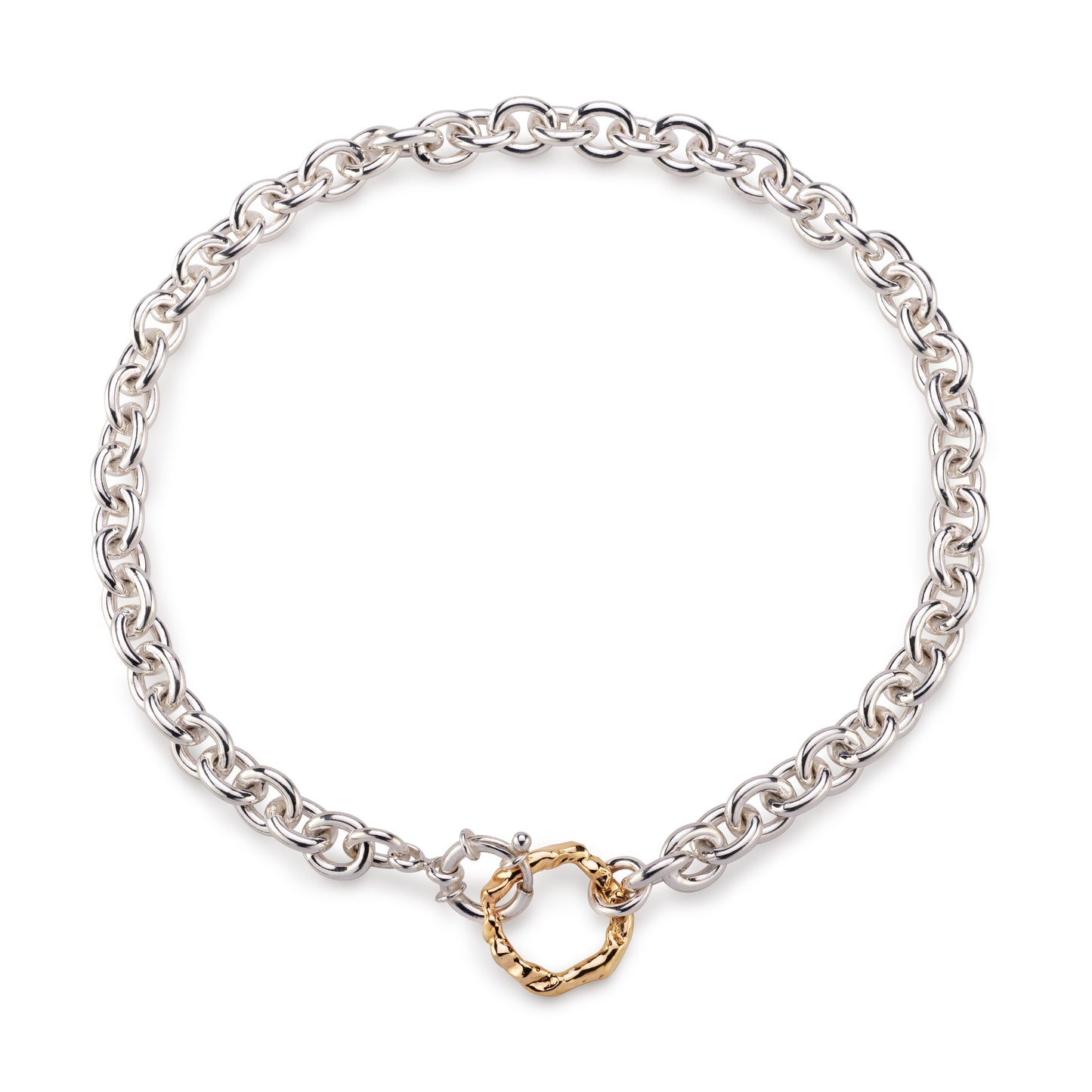 Molten halo chunky choker in silver and gold