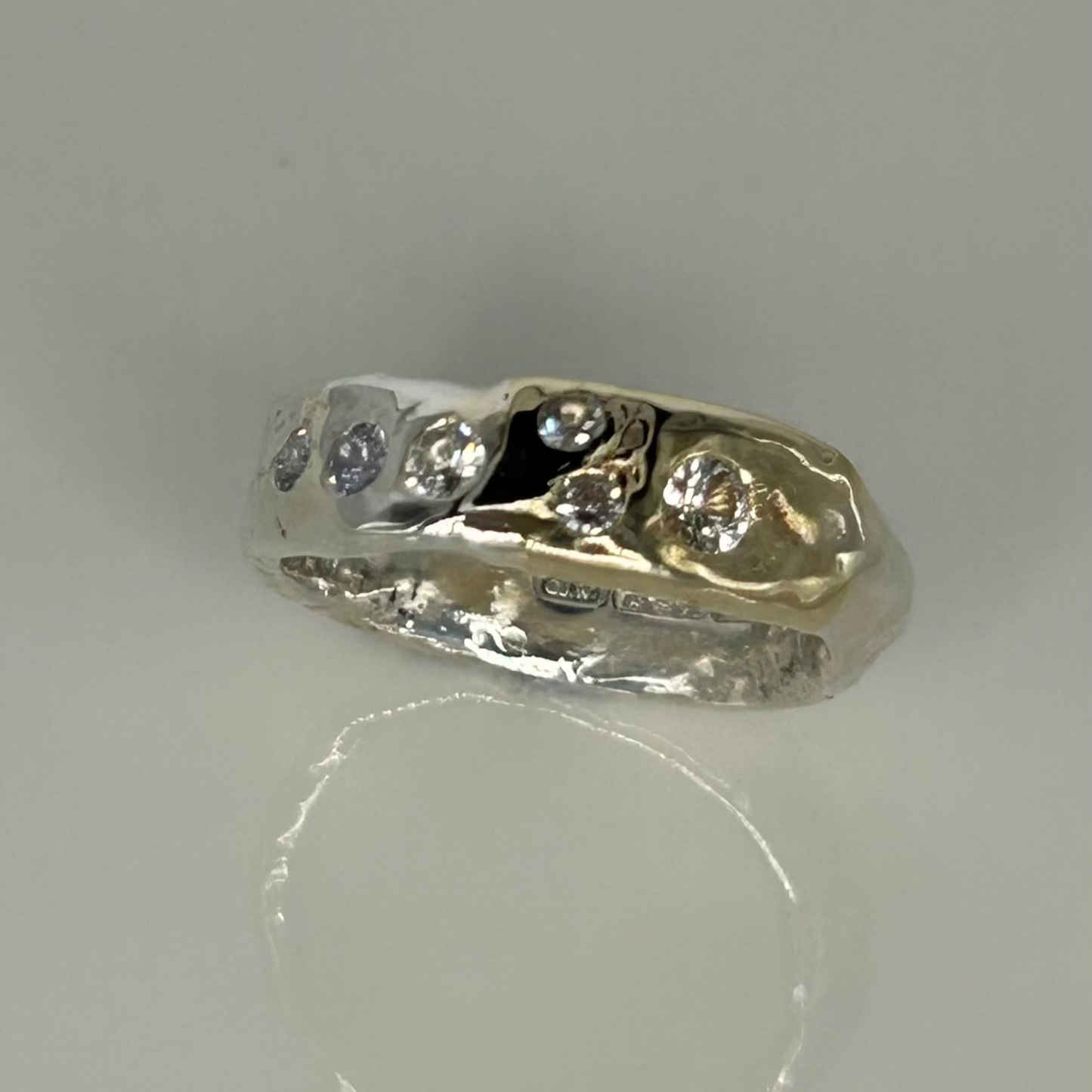 Harlequin x Luna Fusion Silver and Gold Sapphire Ring
