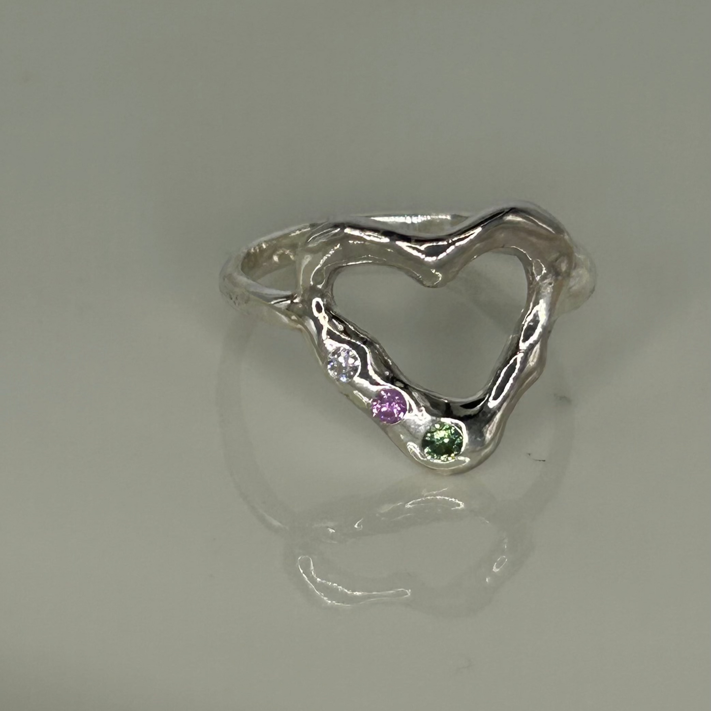 Harlequin Molten Heart Sapphire Silver Ring