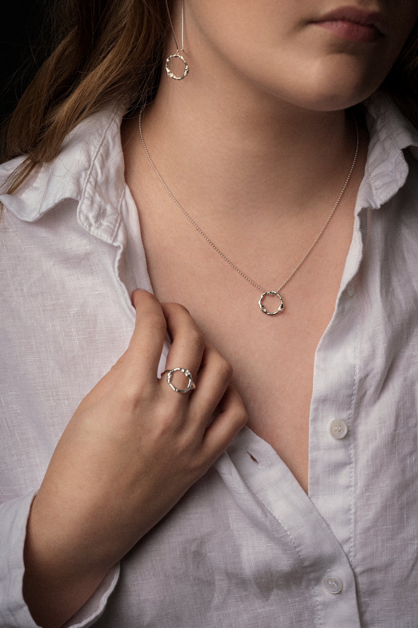 Small Molten Halo Drop Earrings