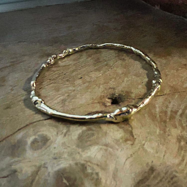 9ct Molten Gold Bangle from Lulu and Boo Jewellery.