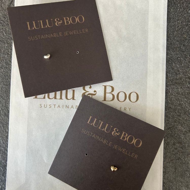 A pair of Puffy 9ct Gold Heart Stud Earrings from Lulu and Boo Jewellery.