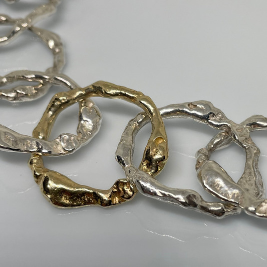Full Halo bracelet in silver and 9ct gold