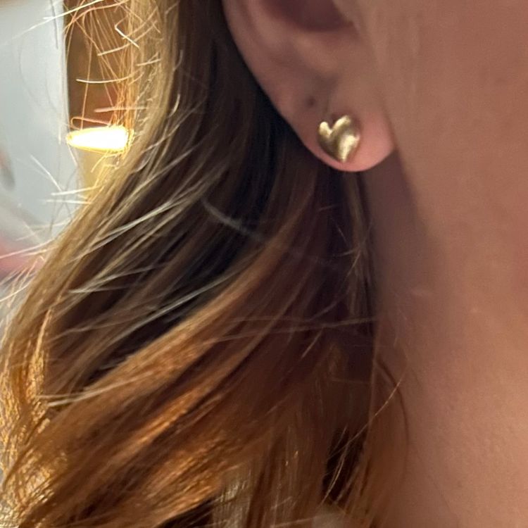 A pair of Gold Heart Stud Earrings from Lulu and Boo