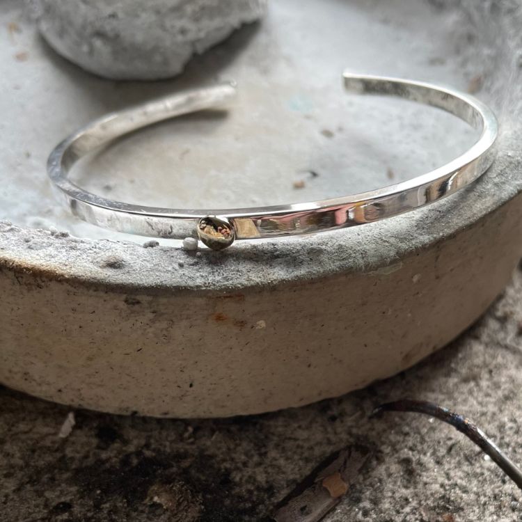 Dainty Silver Cuff Bangle Bracelet from Lulu and Boo Jewellery.