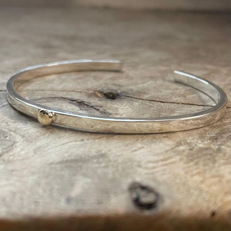 Dainty Silver Cuff Bangle Bracelet from Lulu and Boo Jewellery.