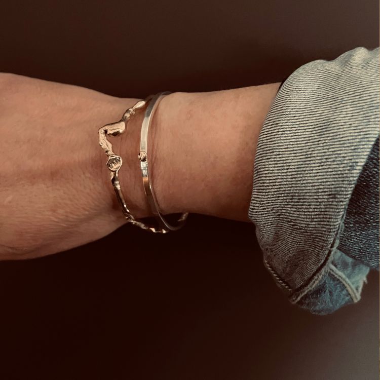 Dainty Silver Cuff Bangle Bracelet from Lulu and Boo Jewellery.
