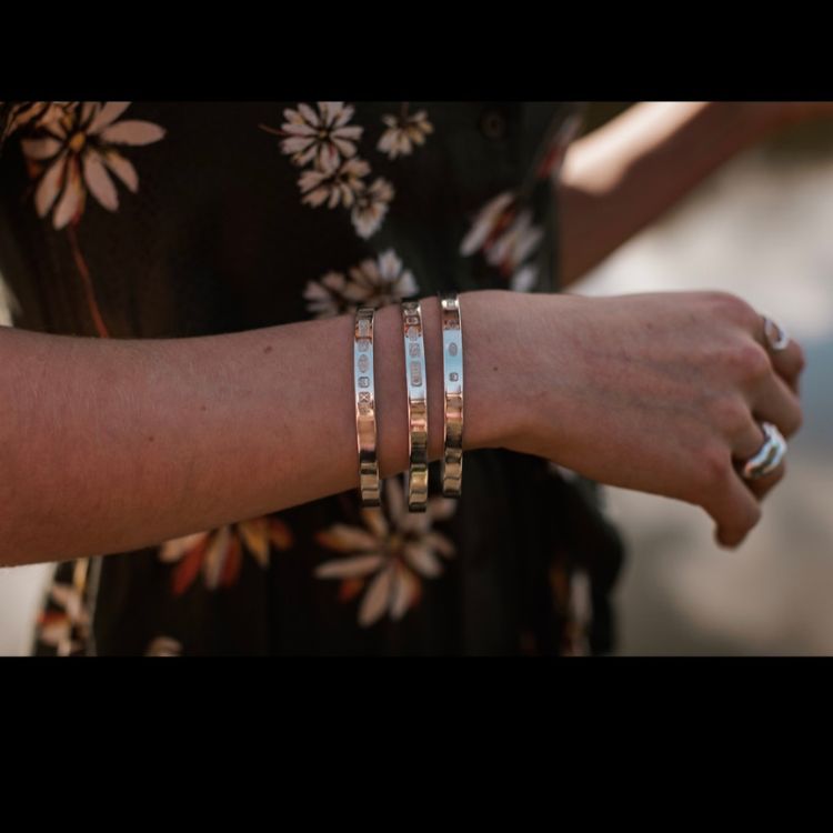 A Statement Hallmark Bangle from Lulu and Boo Jewellery.