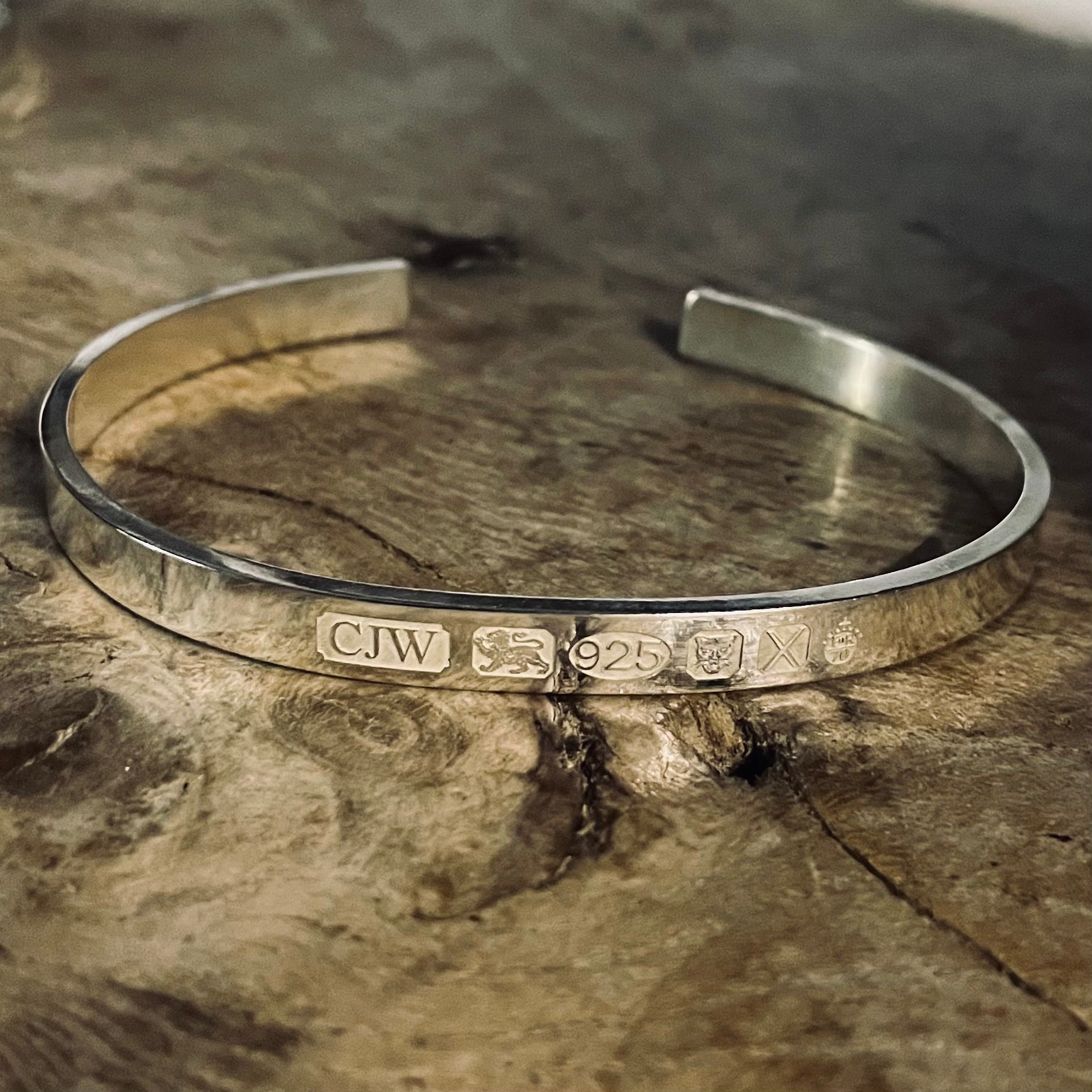 A Men's Hallmark Cuff Statement Bangle from Lulu and Boo Jewellery.