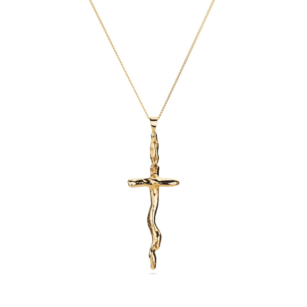 18k Gold Cross Pendant - Large