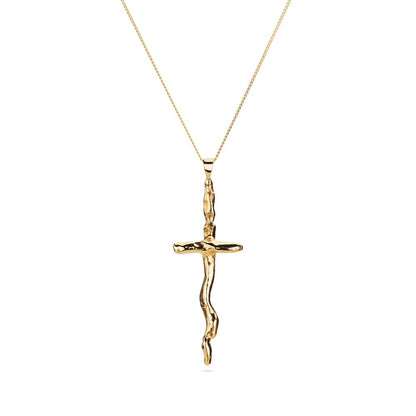 18k Gold Cross Pendant - Large