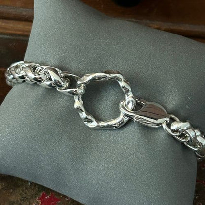 Woven chunky vintage chain bracelet with signature Lulu and Boo medium Halo charm - Medium