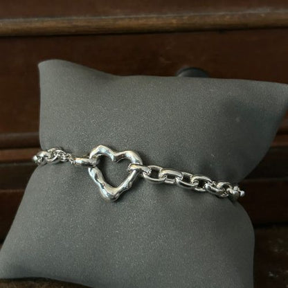 Vintage chain bracelet with integrated Lulu and Boo Molten heart - Medium
