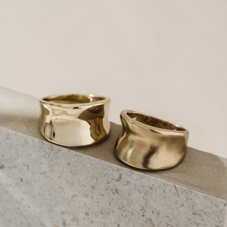 A Brushed 9ct Gold Saddle Ring from Lulu and Boo Jewellery.