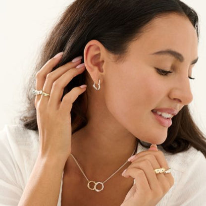 Silver Molten Heart Hoop Earrings