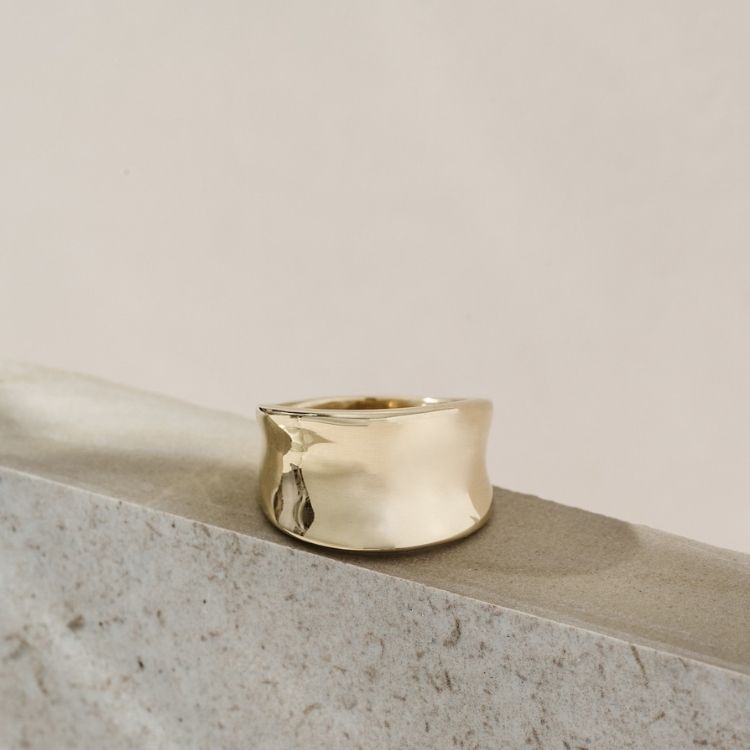 A 9ct Gold High Shine Saddle Ring from Lulu and Boo Jewellery.