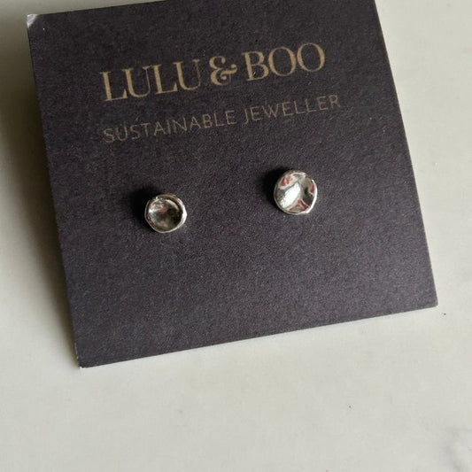 Small stud Water Cast Sterling Silver Earrings