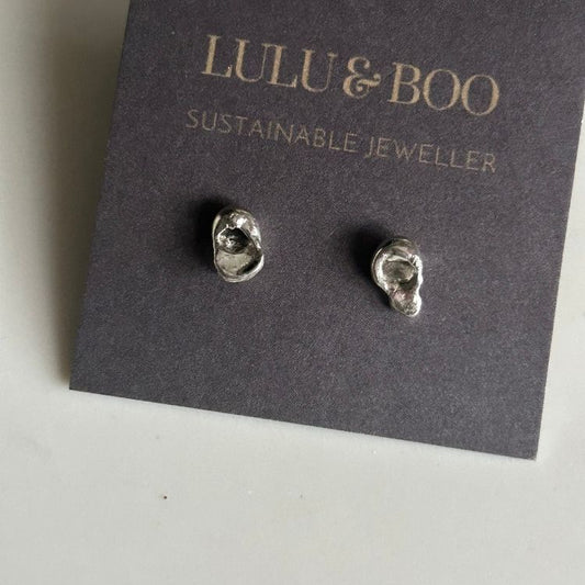 Water Cast Sterling Silver stud Earrings