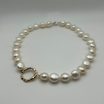 Cultured Pearl Choker with signature 9ct Gold molten Halo