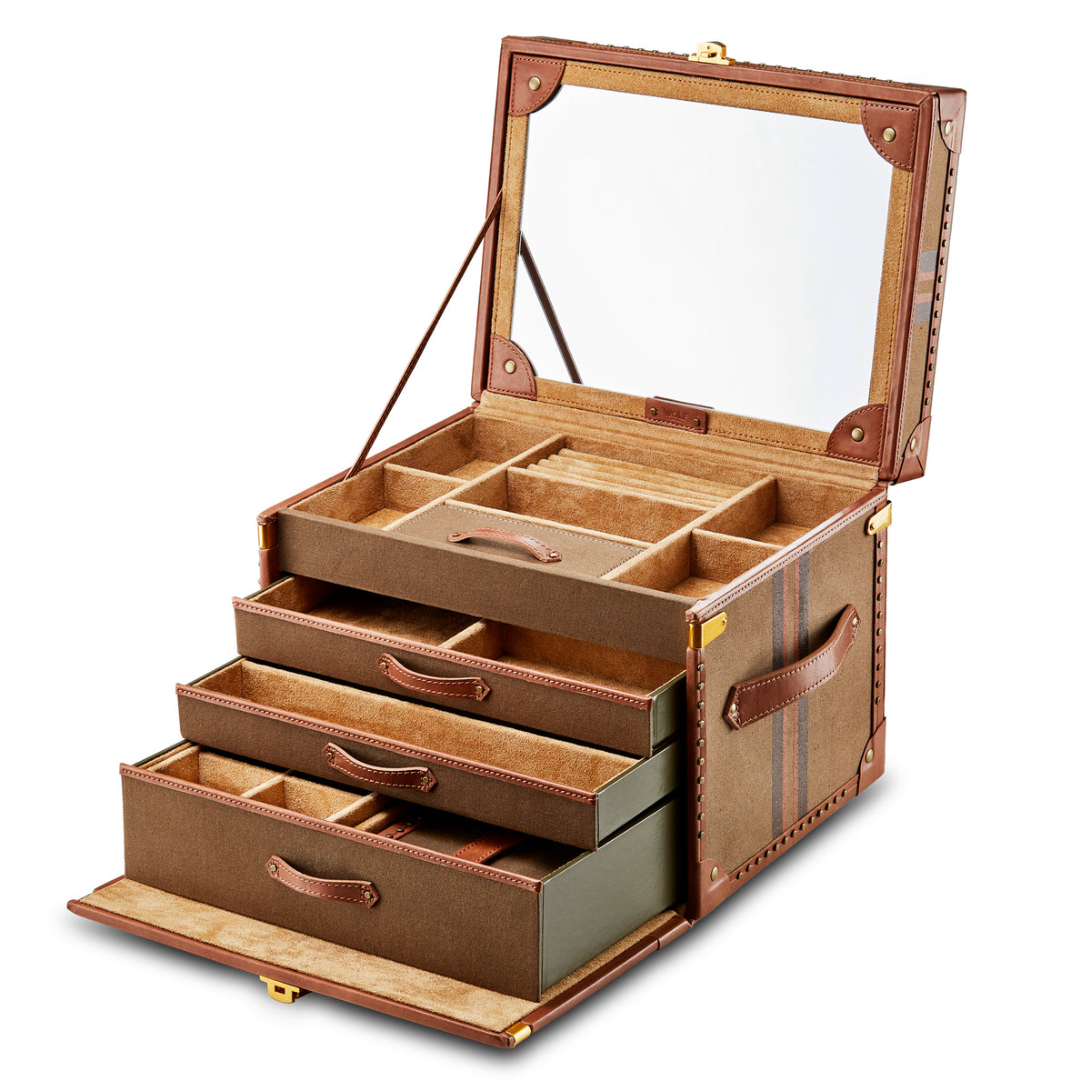 Ida Trunk Large Jewellery Box - Khaki