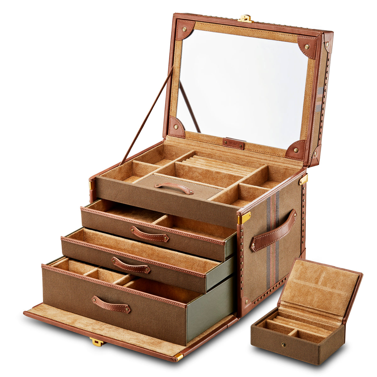 Ida Trunk Large Jewellery Box - Khaki