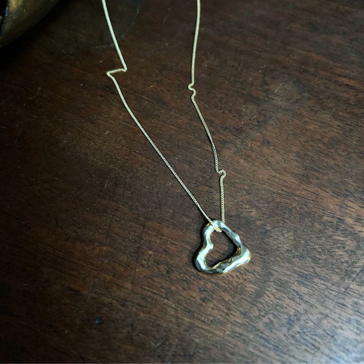 Silver Molten Heart Necklace - small
