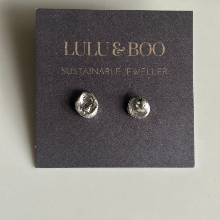 Water Cast Sterling Silver stud Earrings