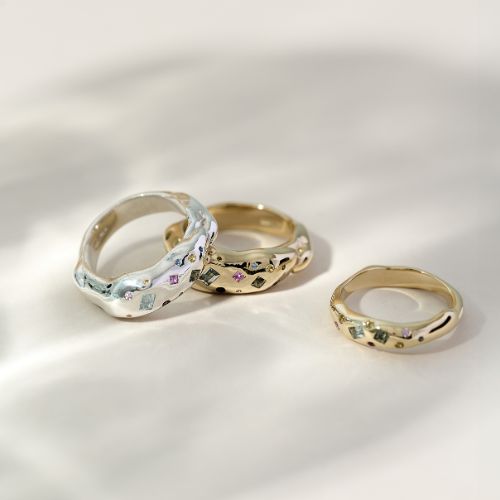 Tutti Frutti Harlequin Sterling Silver Ring with Sapphires and Coloured Gemstones