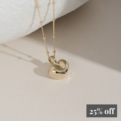 9ct Gold Puffy Heart Necklace