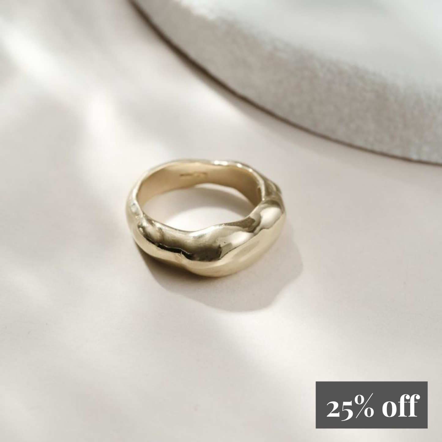 Molten 9ct Gold Chunky Ring - Size P/Q/O