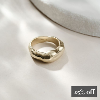 Molten 9ct Gold Chunky Ring - Size P/Q/O