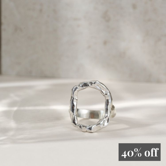 Statement Silver Halo Ring - SIZE M